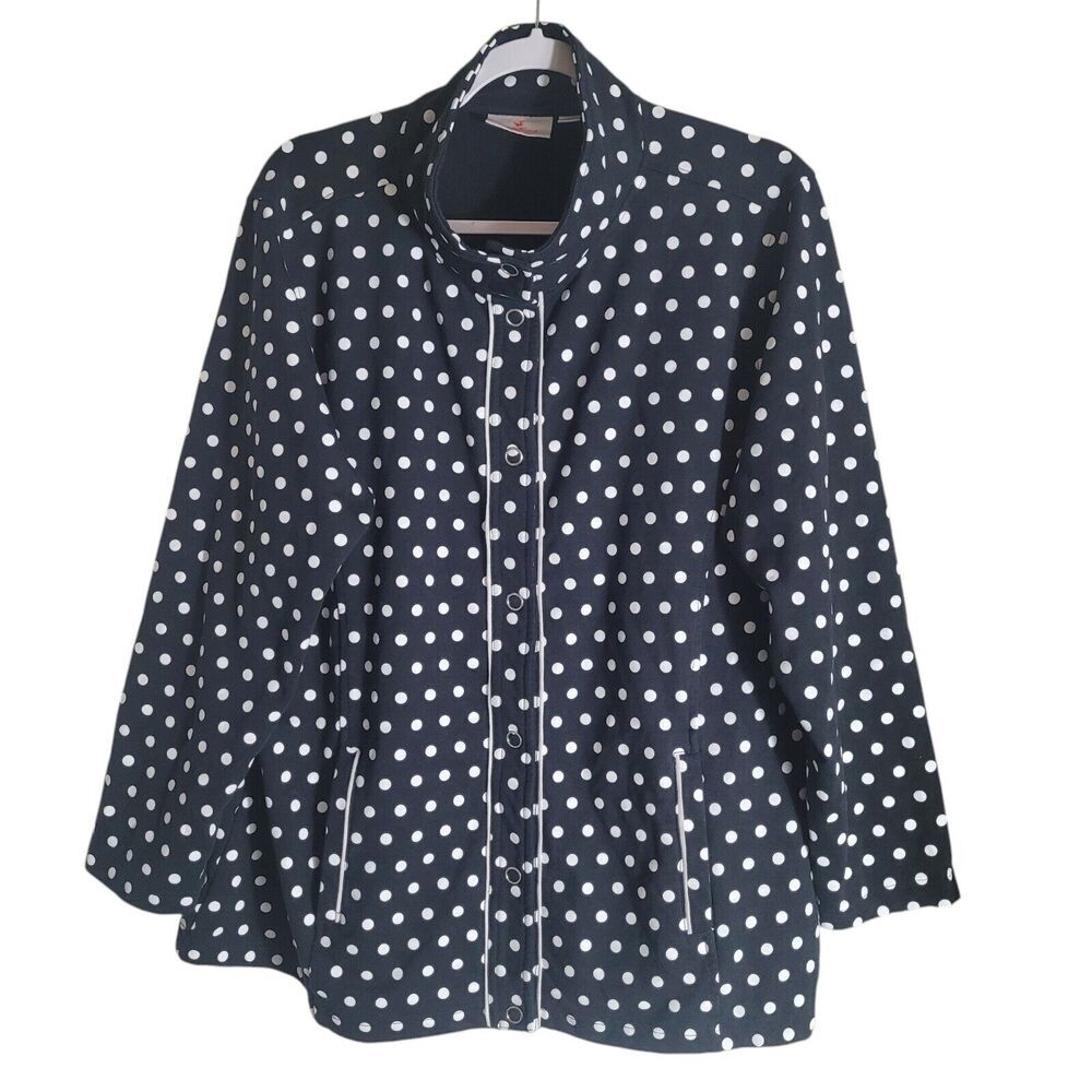 Quacker Factory Polka Dot Snap Button Top Womens … - image 1
